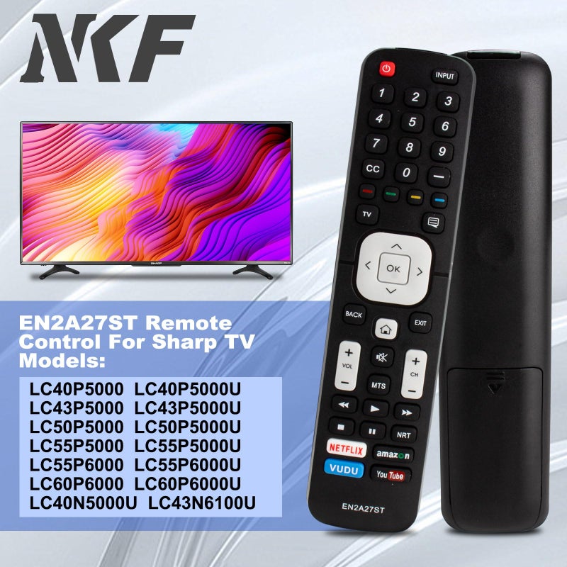 NKF EN2A27ST Universal Remote Control for Sharp TV Remote Replacement LC55P5000U LC-55P5000U LC55Q620U LC-55Q620U LC60P6000U LC-60P6000U LC-32Q5000U LC32Q5000 LC-43P5000U - Image 2